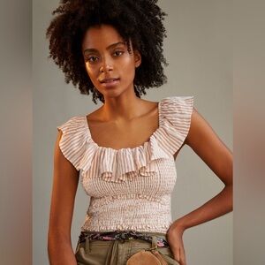 Anthropologie Ruffled Smocked Top NWOT